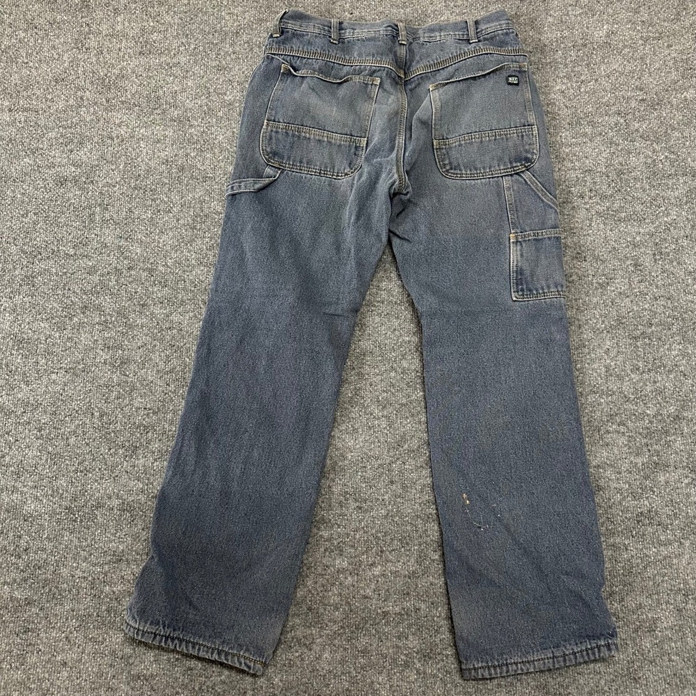 Key Carpenter Jeans Mens Size 34x32 Blue Fleece Lined Relaxed Fit Utility Denim